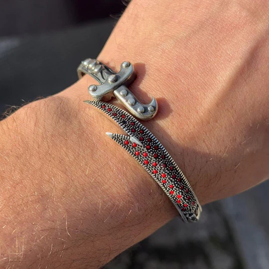 سوار رجالي من تصميم ذو الفقار، فضة إسترليني 925، هدية مجوهرات إسلامية