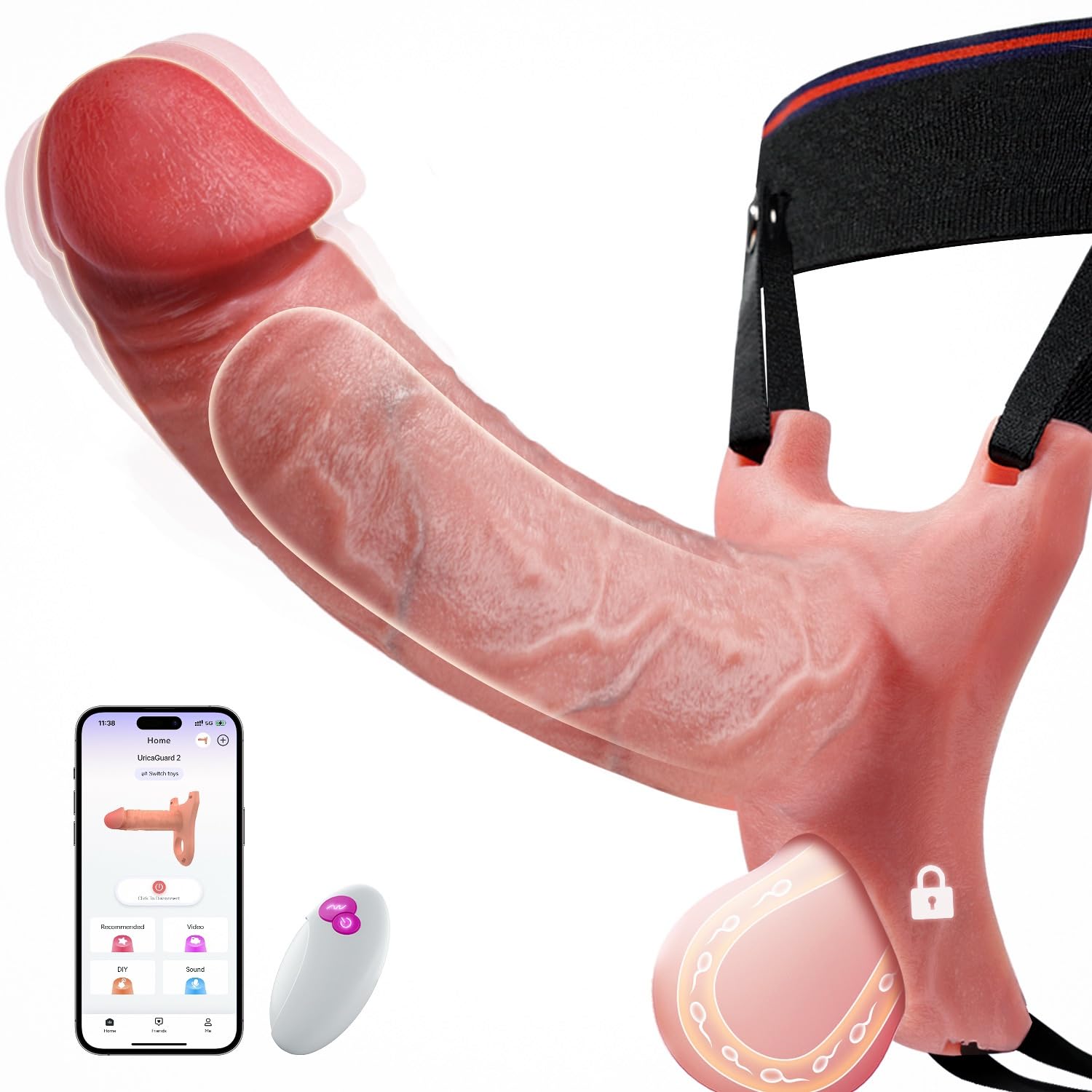 Penis Sleeve Cock Sleeve Vibrator - FYSHAVO 4IN1 Realistic Adult Male Sex Toys for Men Penis Extender Vibrating Cock Ring 9 Modes, App Remote Control, Elastic Penis Ring to Enlarge for Men Couples