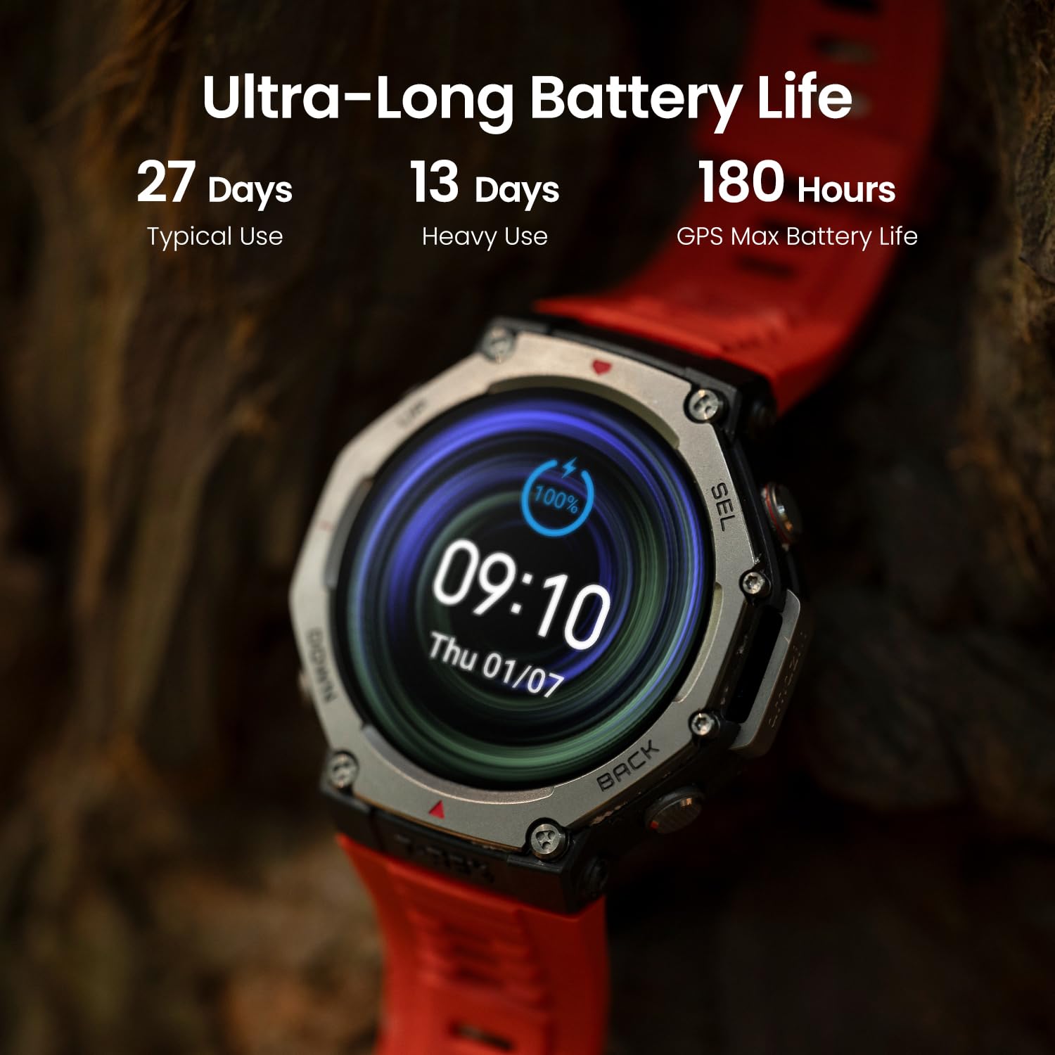 ساعة Amazfit T-Rex 3 الذكية، 48 مم، عمر بطارية طويل للغاية، مقاومة للماء حتى عمق 100 متر، 170 وضع رياضي. ساعة Amazfit T-Rex 3 الذكية، 48 مم، عمر بطارية طويل للغاية، مقاومة للماء حتى عمق 100 متر، 170 وضع رياضي.